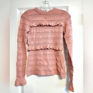 Ella Moss Pink Long Sleeve Ruffle Sweater Size X-Small Junior NWT